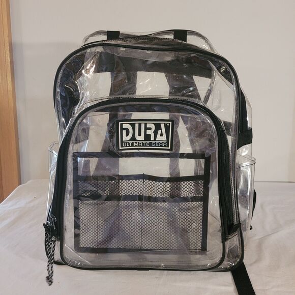 Dura Ultimate Gear Clear Durable Plastic Back Pack Black Trim - Picture 1 of 10